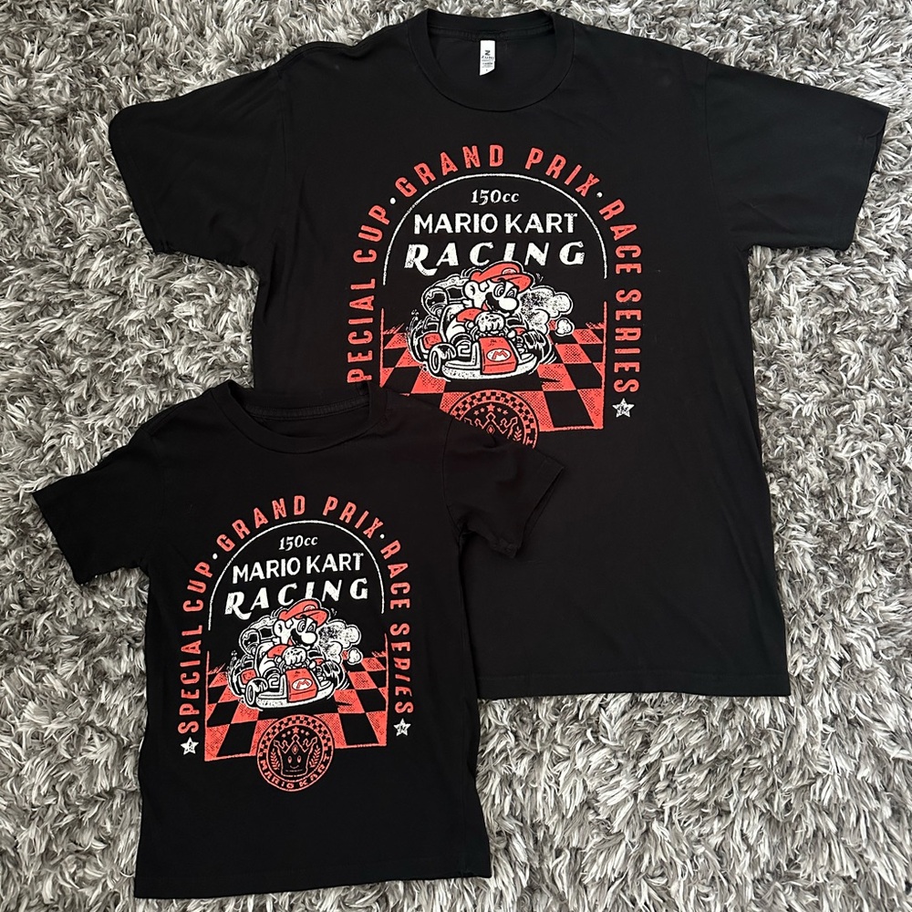 Nintendo Super Mario Kart Matching Red Black Checkered Grand Prix Racing T-Shirt